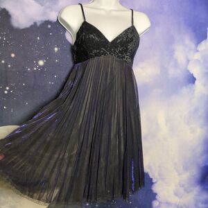 Vintage 90s Velvet Iridescent Sheer Babydoll Dress S/M Party Prom Goth Fairy Y2K